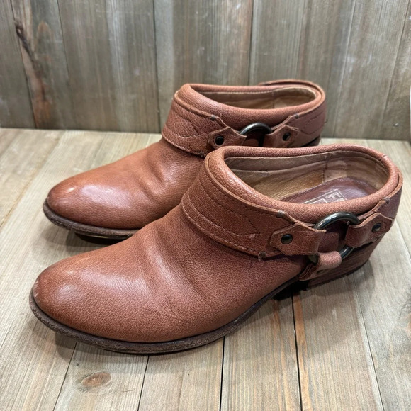 Frye Carson Harness Boot Mule Clog Slip On Tan size 8 - Picture 3 of 7